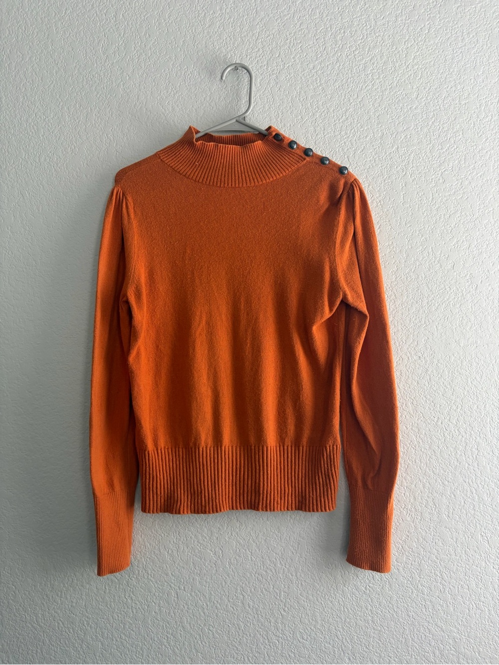 Banana Republic Orange Mock-Neck Sweater with Shoulder Buttons